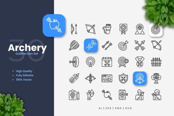 Archery Icons: A Modern Graphic Design Asset for Local Branding