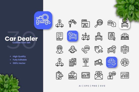 Car Dealer Icons: A Graphic Design Asset for Local Branding