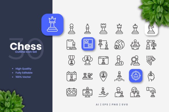Chess Icons: Clean Graphics for Digital and Print Products