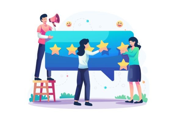 Customer Reviews Feedback Illustration for Blog and Web Design