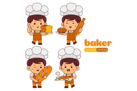 Cute Baker Boy Vector Pack 01 Graphics