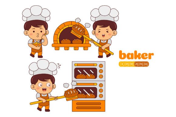 Cute Baker Boy Vector Pack 02 Graphics