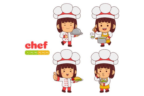 Cute Chef Girl Vector Pack 01 Graphics