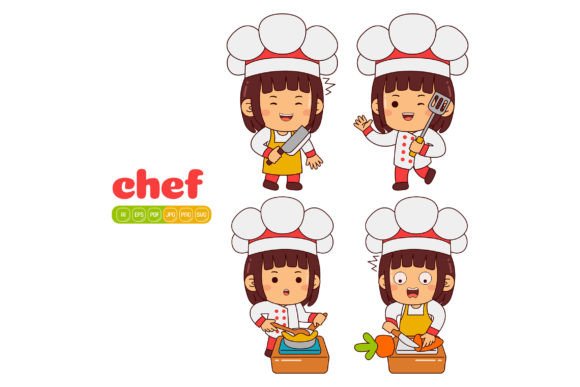 Cute Chef Girl Vector Pack 02 Graphics