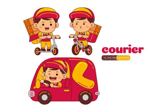 Cute Courier Boy Vector Pack 01 Graphics