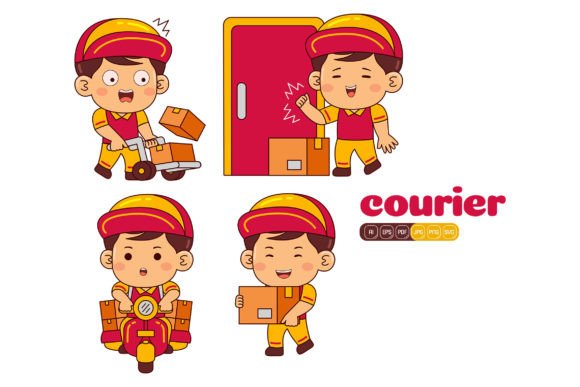 Cute Courier Boy Vector Pack 02 Graphics