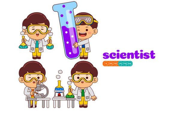 Cute Scientist Boy Vector Pack 01 Graphics