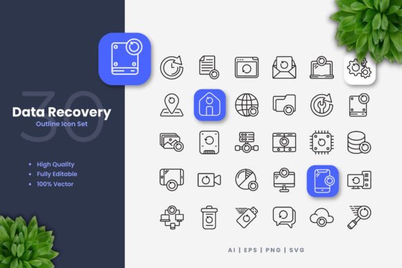 Data Recovery Icons for Modern Branding and Marketing