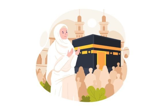 Hajj Pilgrimage Illustration for Digital and Print Products