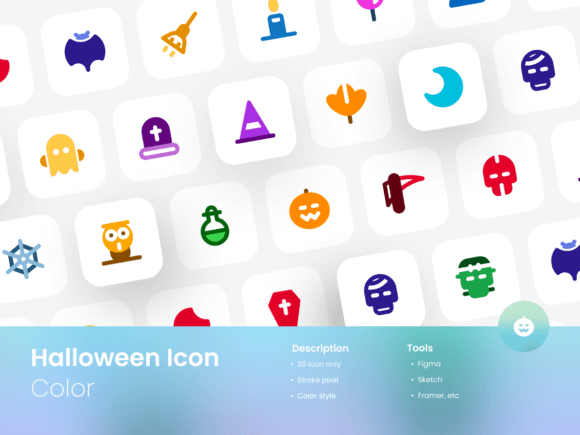 Halloween Icon Set Colored Style for Graphics and Illustrations