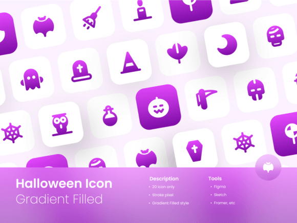 Halloween Icon Set Gradient Filled Style for Graphics and Ux And Ui Kits