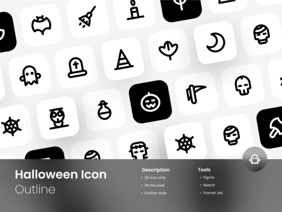 Halloween Icon Set Outline Style for Graphics and Illustrations