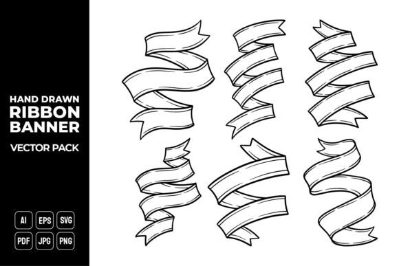 Hand Drawn Ribbon Banner Vector Pack 15
