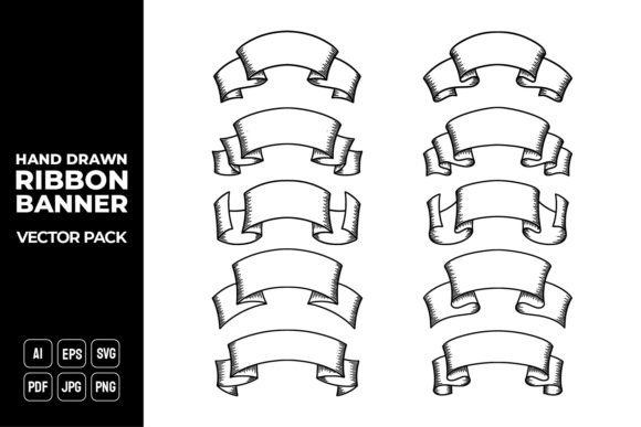 Hand Drawn Ribbon Banner Vector Pack 21