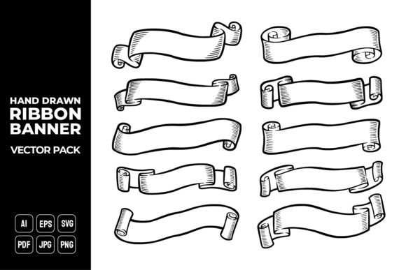 Hand Drawn Ribbon Banner Vector Pack 23