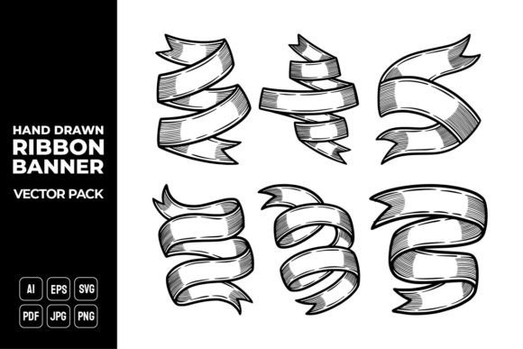 Hand Drawn Ribbon Banners Vector Pack 5 - A Versatile Graphic Design Asset