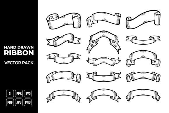 Hand Drawn Ribbon Banners Vector Pack for Branding and Marketing