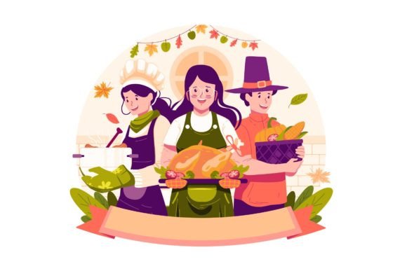 Happy Thanksgiving Day Illustration for Crafting and Graphics