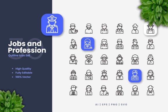 Jobs and Profession Icons for Modern Branding
