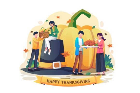 People Celebrate Thanksgiving Graphics for Crafting