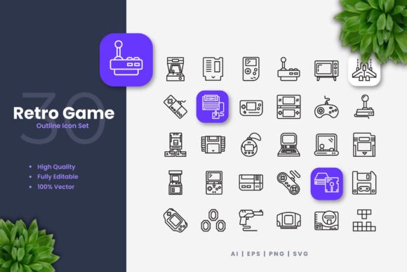 Retro Game Icons for Modern Branding and Marketing Graphics