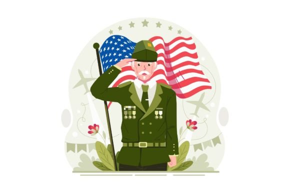 Senior Veteran Saluting Illustration for Graphics and Illustrations