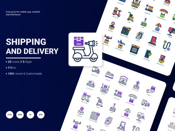 Shipping and Delivery Icon Pack for Commercial Graphics