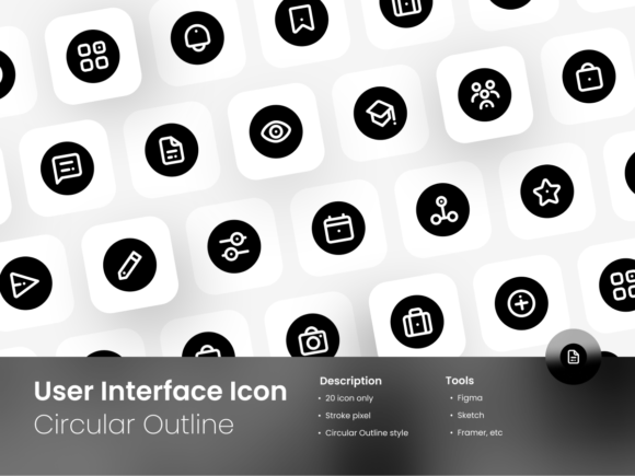User Interface Icon Set Circular Outline for Graphics and Ux And Ui Kits