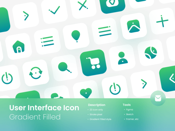 User Interface Icon Set Gradient Filled Review