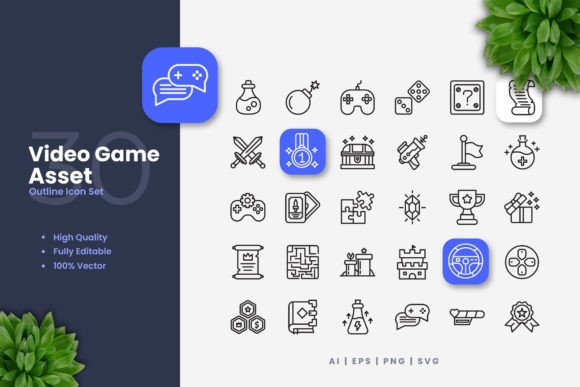 Video Game Asset Icons for Modern Graphics